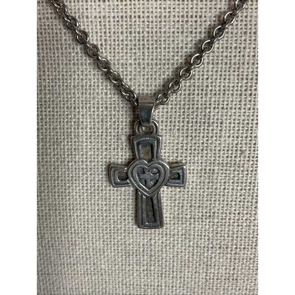 VINTAGE JAMES AVERY STERLING SILVER PURITY IN HEART CROSS PENDANT & CHAIN